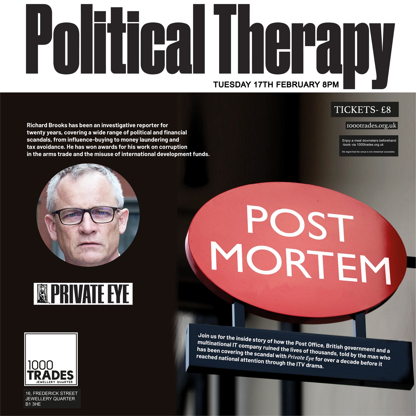 Political Therapy: Post Mortem with Richard Brooks Tues 17th February 8pm