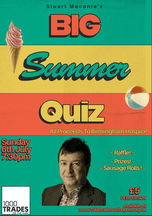 Stuart Maconie's Big Summer Quiz @ 1000 Trades on the Park Sun 6 July 7.30pm