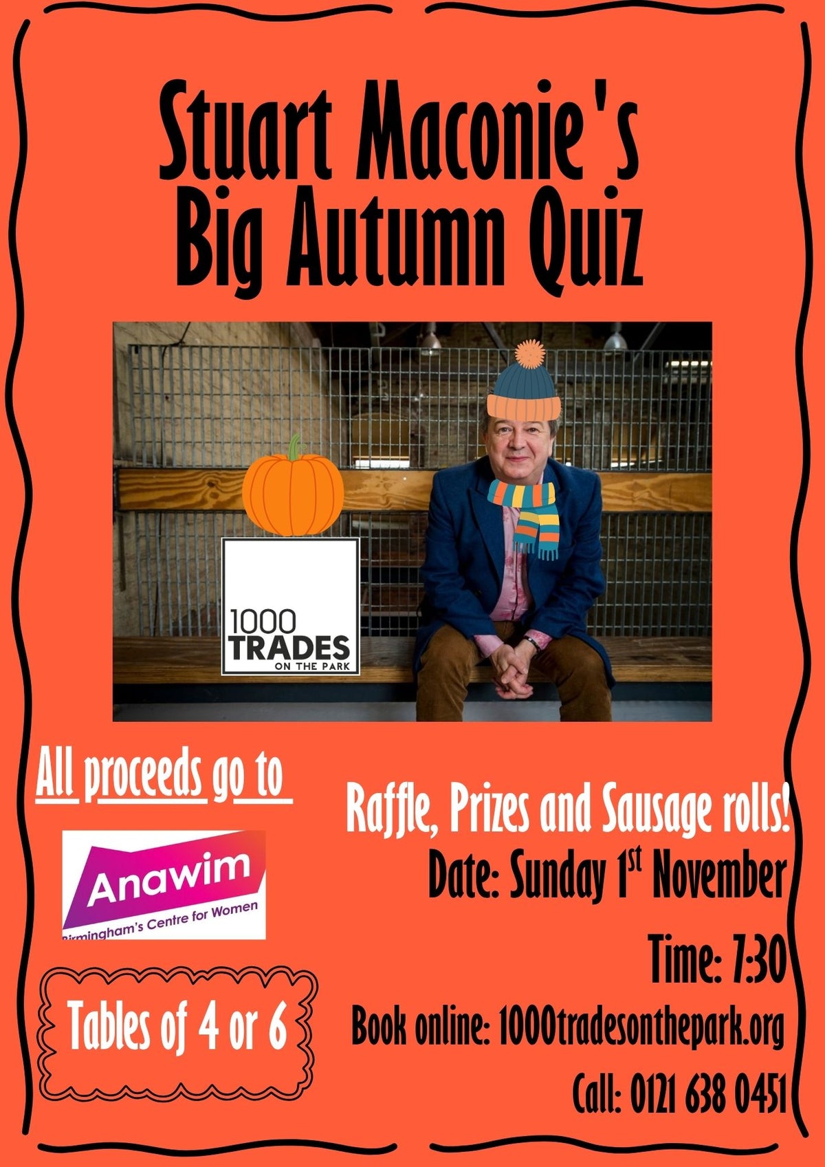 Stuart Maconie's Big Autumn Quiz! Sunday 1 November 7.30pm - TABLE Of SIX