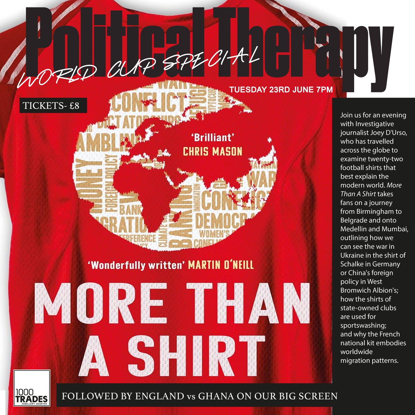 Political Therapy: World Cup Special! With Joey D'Urso Tues 23rd June 7pm